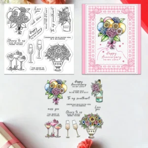 Champagne Flowers Clear Stamps 01