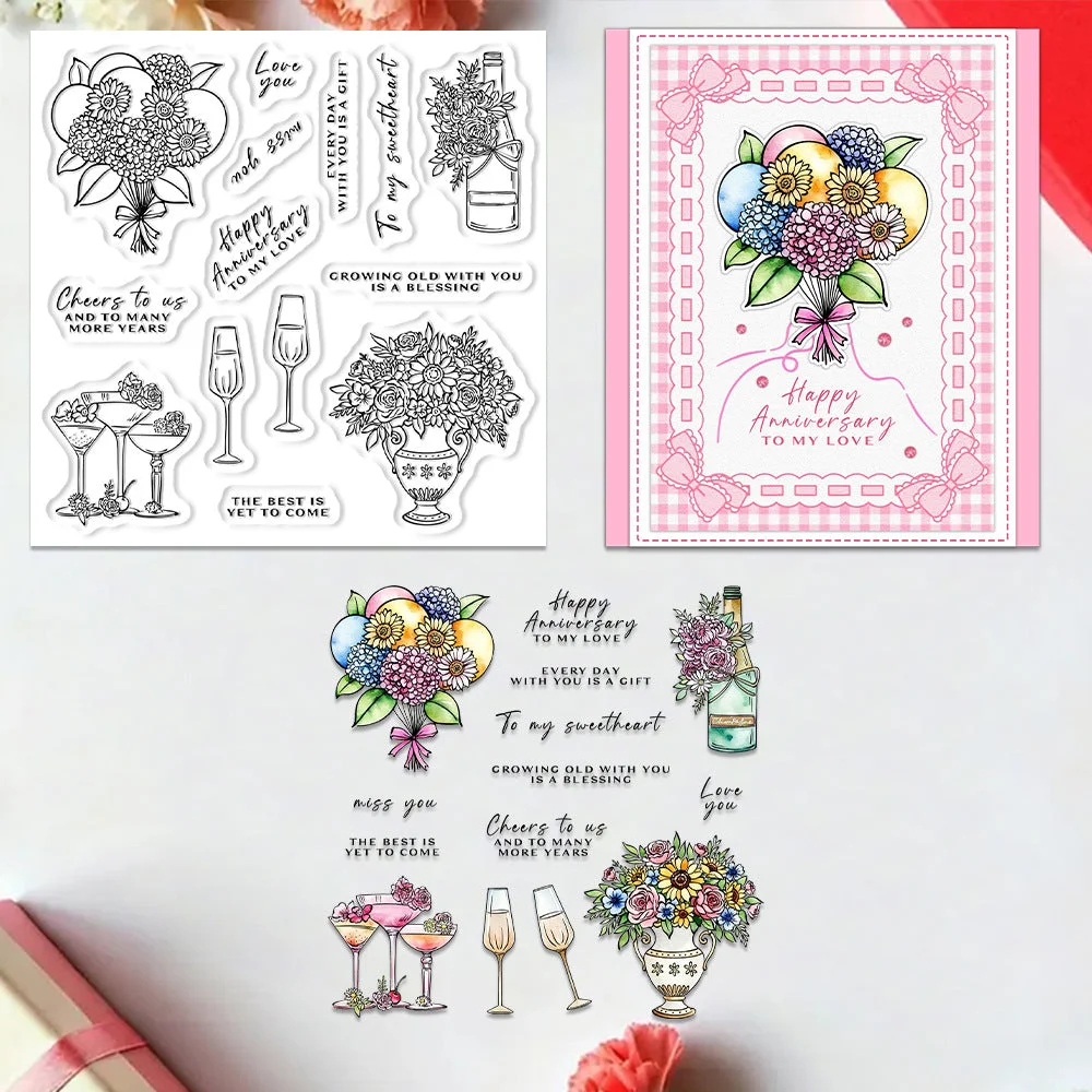 Champagne Flowers Clear Stamps 01 Champagne Flowers Clear Stamps 01