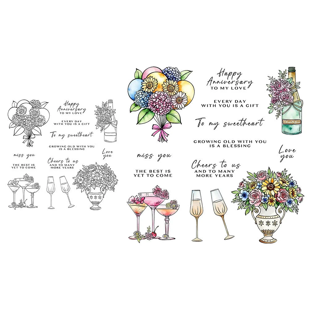 Champagne Flowers Clear Stamps 04 Champagne Flowers Clear Stamps 04