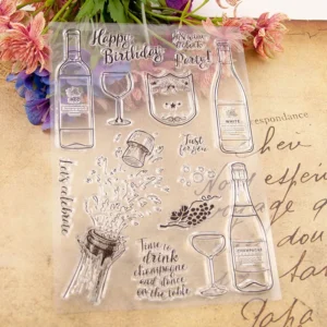 Champagne Party Stamp Set - size chart | clear stamp