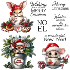 Sumflying Christmas Animal Mugs Hot Cocoa Clear Stamps