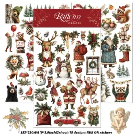 Christmas Animal Rub On Transfer Stickers - 3 Sheets Pack