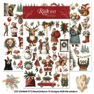 Christmas Animal Rub On Transfer Stickers - 3 Sheets Pack