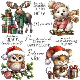 Sumflying Christmas Animals Santa Hat Deer Clear Stamps