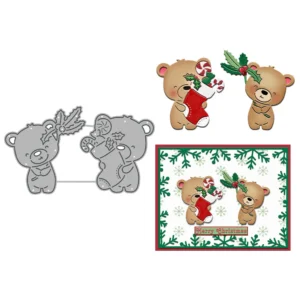 Sumflying Holiday Christmas Bear Metal Cutting Dies Christmas Bear Metal Cutting Dies 1 03
