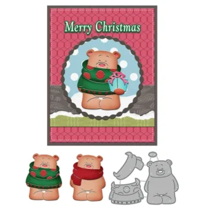 Sumflying Christmas Teddy Bear Metal Cutting Dies Christmas Bear Metal Cutting Dies 03