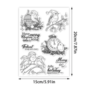 Christmas Bird On Branch Clear Stamps 02