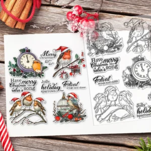 Christmas Bird On Branch Clear Stamps 03