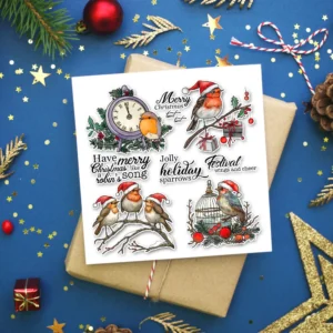Christmas Bird On Branch Clear Stamps 04