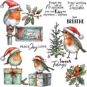 Sumflying Christmas Birds Cardinal Pinecone Clear Stamps