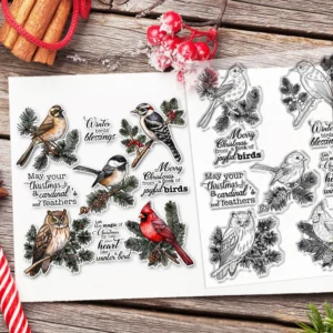 Sumflying Christmas Birds Cardinal Berries Clear Stamps Christmas Birds Clear Stamps 2 04
