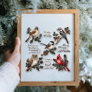 Sumflying Christmas Birds Cardinal Berries Clear Stamps Christmas Birds Clear Stamps 2 05