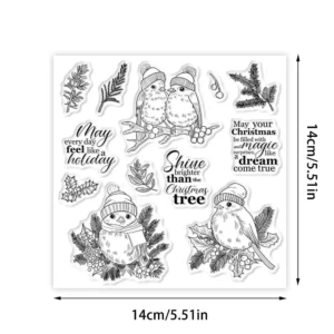 Sumflying Christmas Birds Wreath Pine Clear Stamps Christmas Birds Clear Stamps 4 02