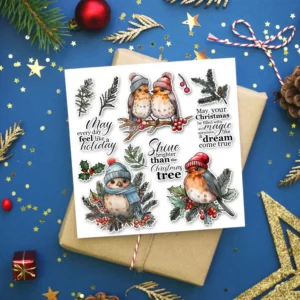 Sumflying Christmas Birds Wreath Pine Clear Stamps Christmas Birds Clear Stamps 4 03