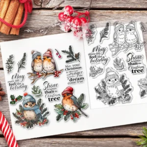 Sumflying Christmas Birds Wreath Pine Clear Stamps Christmas Birds Clear Stamps 4 04