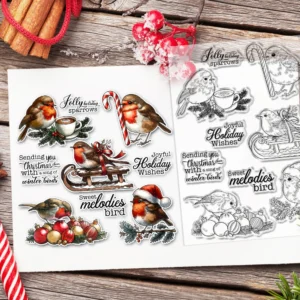 Sumflying Christmas Birds Holly Berries Clear Stamps Christmas Birds Clear Stamps 5 03