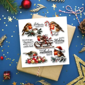 Sumflying Christmas Birds Holly Berries Clear Stamps Christmas Birds Clear Stamps 5 04