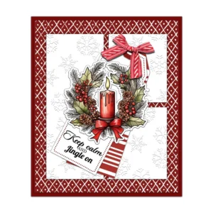 Christmas Candle Pine Leaves Clear Stamps 01