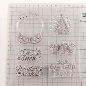 Christmas Crystal Ball Stamp Set - size chart | clear stamp