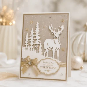 Christmas Deer Card Champagne