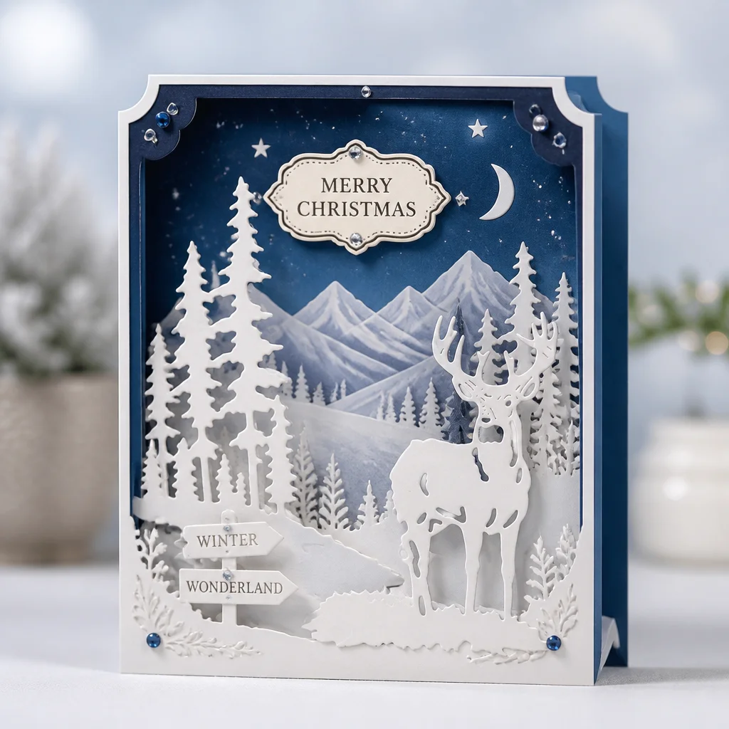 Christmas Deer Trees Metal Cutting Dies Christmas Deer Card Layered 01