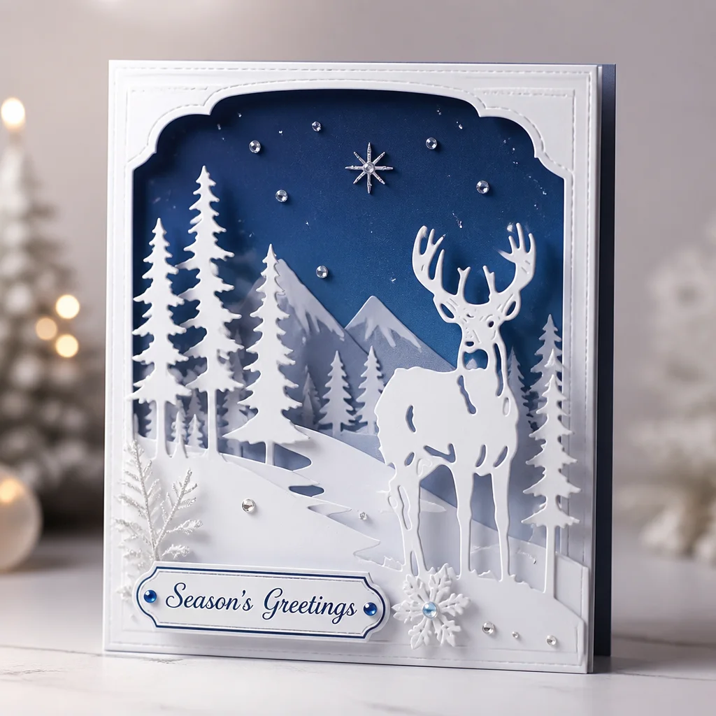 Christmas Deer Trees Metal Cutting Dies Christmas Deer Card Layered 02