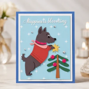 Christmas Dog Tree Card Realistic 01