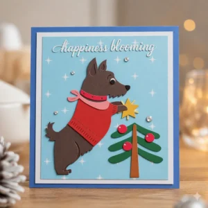 Christmas Dog Tree Card Realistic 02