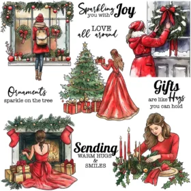 Sumflying Christmas Girl Gift Shopping Clear Stamps