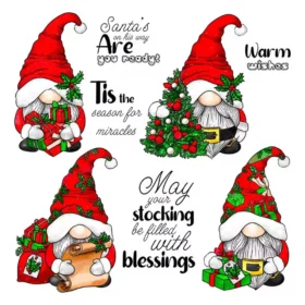 Sumflying Christmas Gnomes Gift Tree Clear Stamps