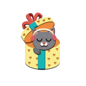 Sumflying Christmas Kitten Gift Box Metal Cutting Dies Christmas Kitten Gift Box Metal Cutting Dies 04