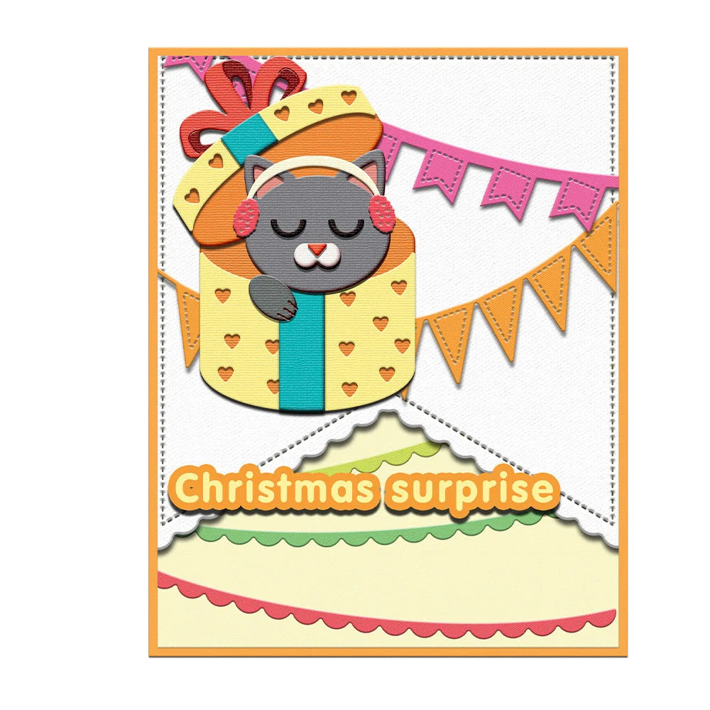 Christmas Kitten Gift Box Metal Cutting Dies 05 Christmas Kitten Gift Box Metal Cutting Dies 05