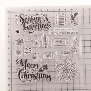 Christmas Leaves Stamp Set - detail view | clear stamp