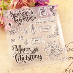 Christmas Leaves Stamp Set - size chart | clear stamp