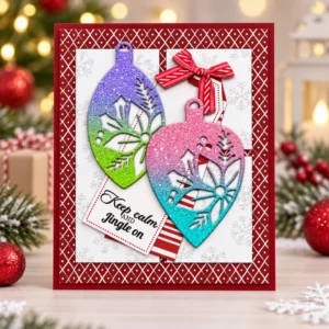 Christmas Ornaments Jingle On Card Realistic 01