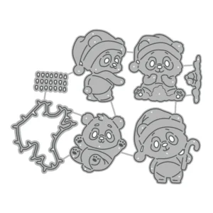 Sumflying Christmas Panda Metal Cutting Dies Christmas Panda Metal Cutting Dies 05