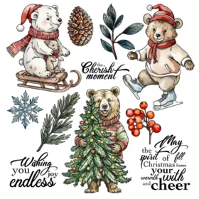 Sumflying Christmas Polar Bear Snow Clear Stamps