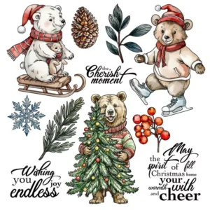 Christmas Polar Bear Clear Stamps 00