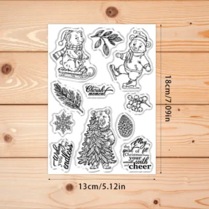 Sumflying Christmas Polar Bear Snow Clear Stamps Christmas Polar Bear Clear Stamps 02
