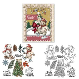 Sumflying Christmas Polar Bear Snow Clear Stamps Christmas Polar Bear Clear Stamps 03