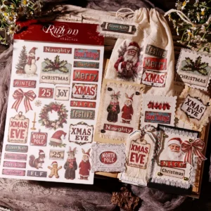 Christmas Sign & Label Rub On Transfer Stickers - 3 Sheets Pack