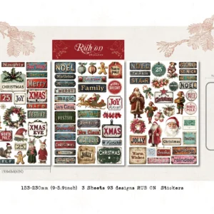 Christmas Sign & Label Rub On Transfer Stickers - 3 Sheets Pack