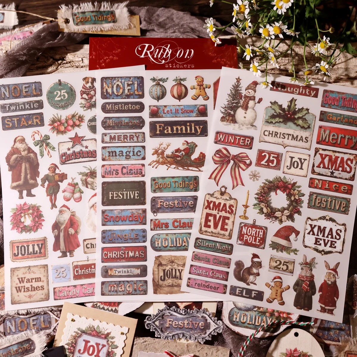 Christmas Sign & Label Rub On Transfer Stickers - 3 Sheets Pack - detail image 1