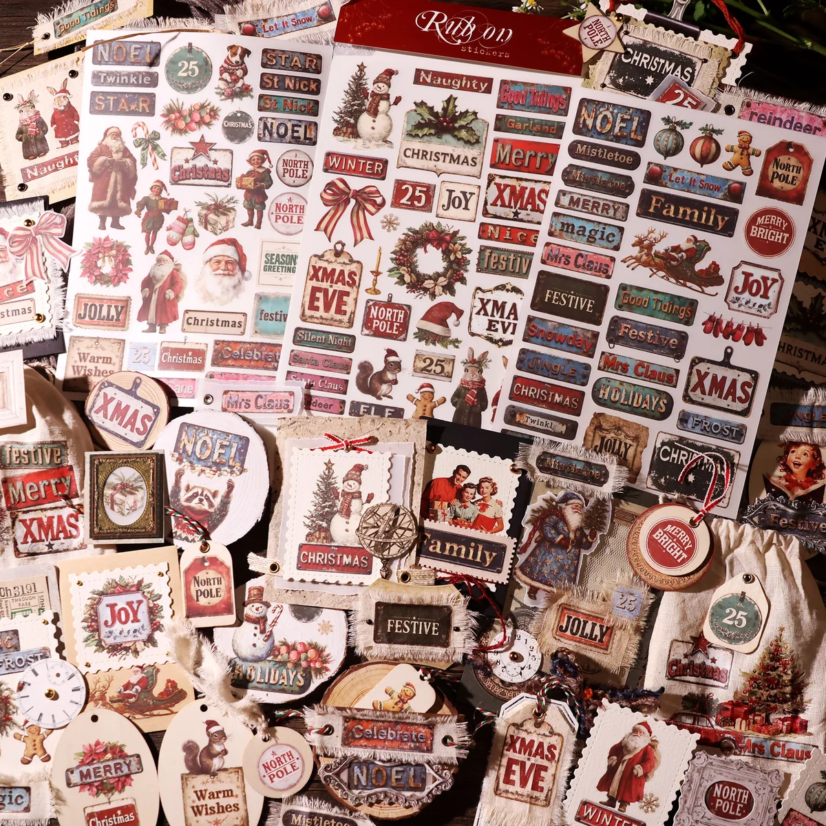 Christmas Sign & Label Rub On Transfer Stickers - 3 Sheets Pack - detail image 2