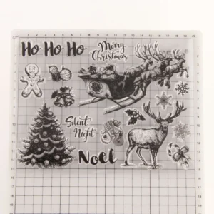 Christmas Sleigh Stamp Set - detail view | clear stamp