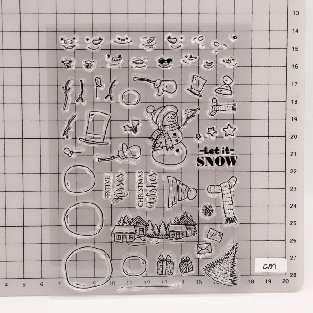 christmas-snowman-stamp-set-2 Christmas Snowman Stamp Set - detail view | clear stamp