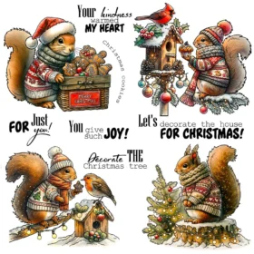 Sumflying Christmas Squirrel Acorn Pine Clear Stamps