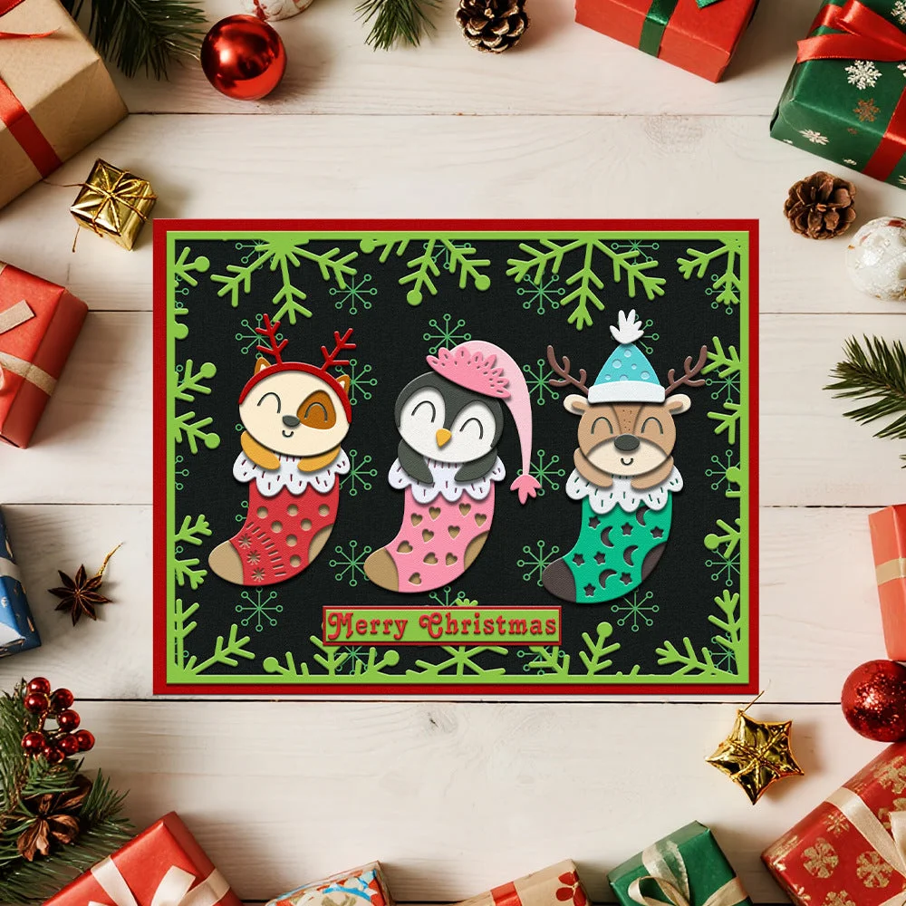 Christmas Stockings Animals Metal Cutting Dies 01 Christmas Stockings Animals Metal Cutting Dies 01