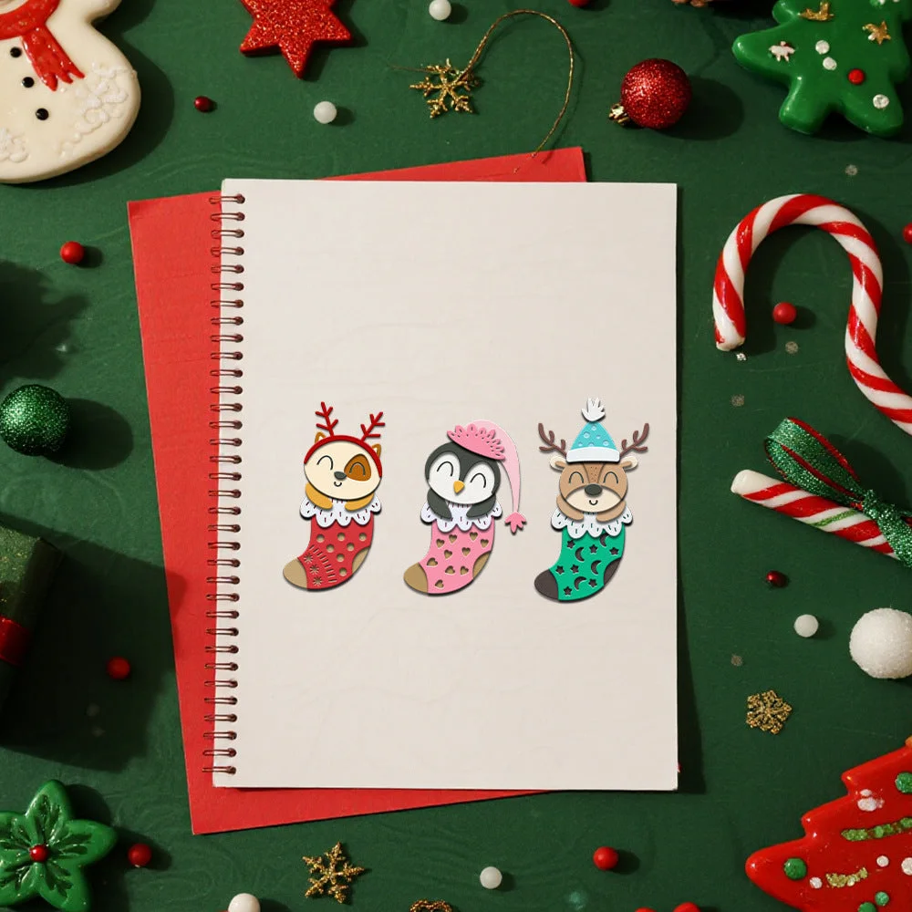 Christmas Stockings Animals Metal Cutting Dies 03 Christmas Stockings Animals Metal Cutting Dies 03