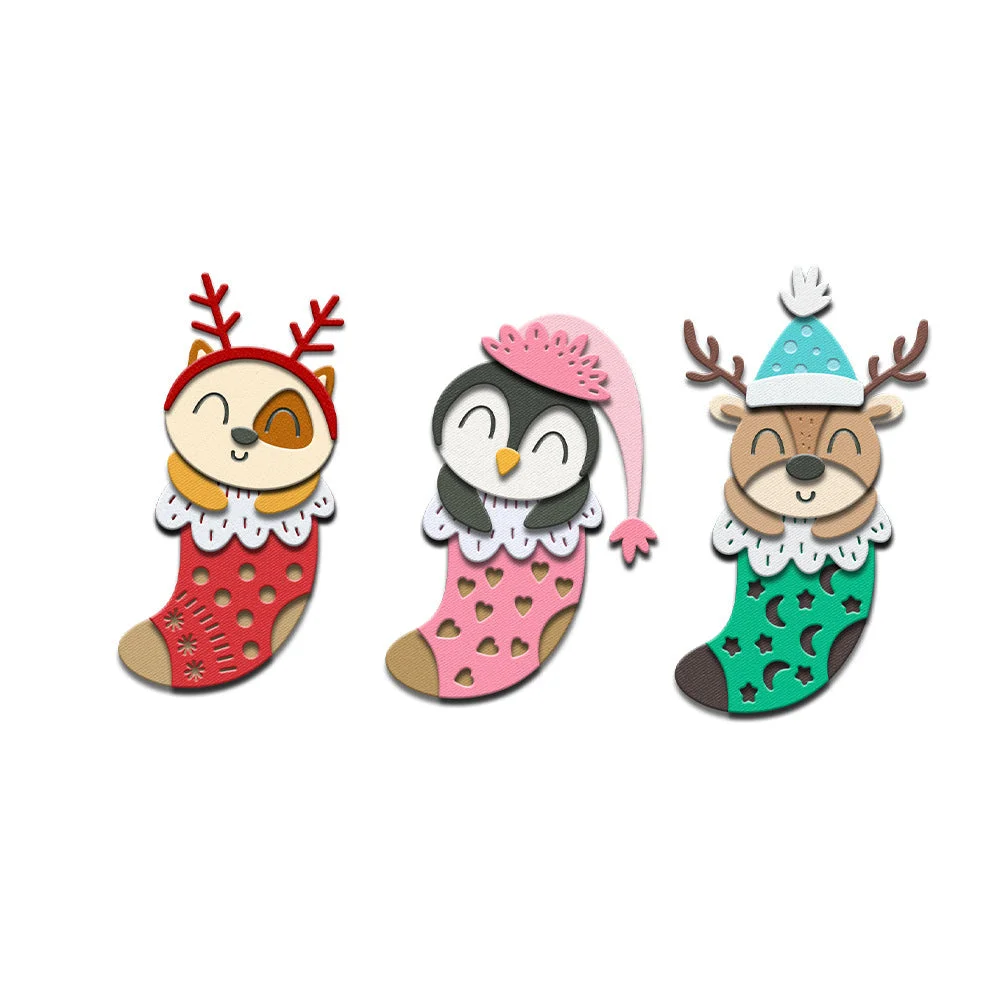 Christmas Stockings Animals Metal Cutting Dies 04 Christmas Stockings Animals Metal Cutting Dies 04